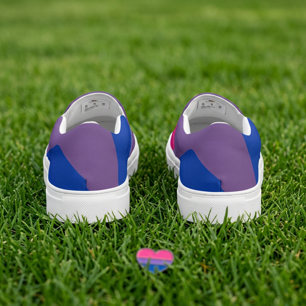 Purple and blue sneakers on a white background