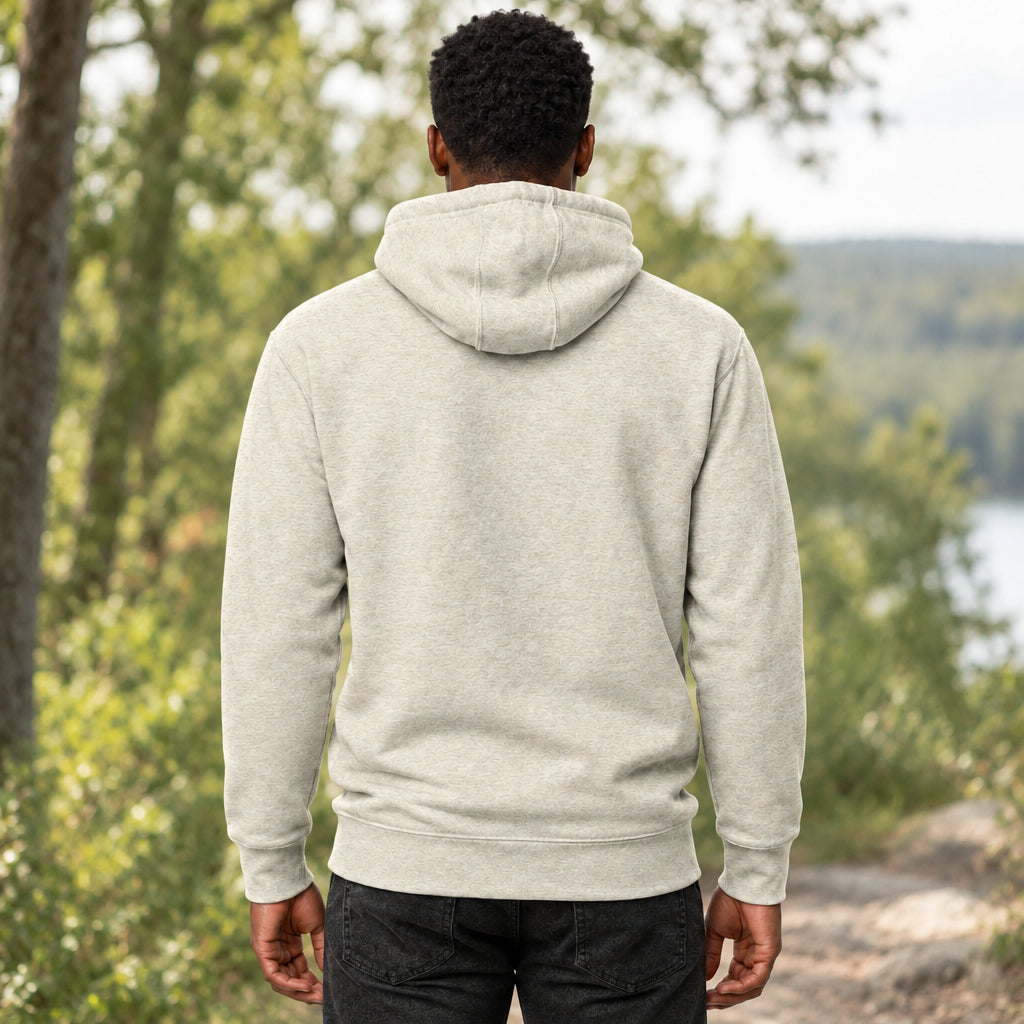 Beige hoodie shown from the back on a white background