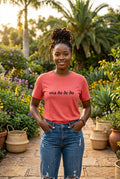Red t-shirt with black Ova Do De Do Tee text on a white background