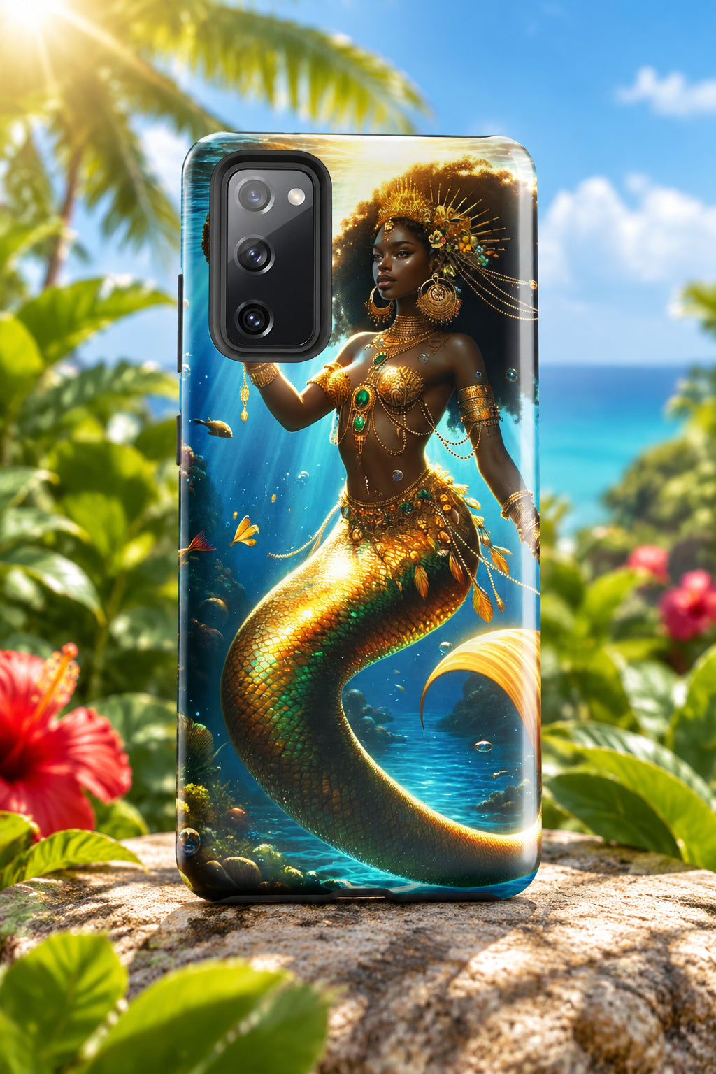 Wata Mumma Phone case with a mermaid design on a white background