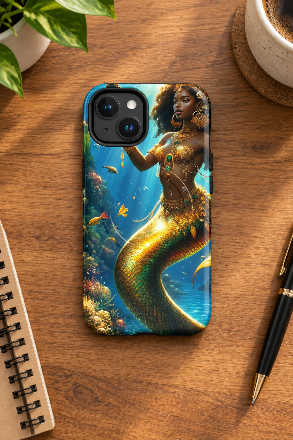 Wata Mumma Phone case with a mermaid design on a white background