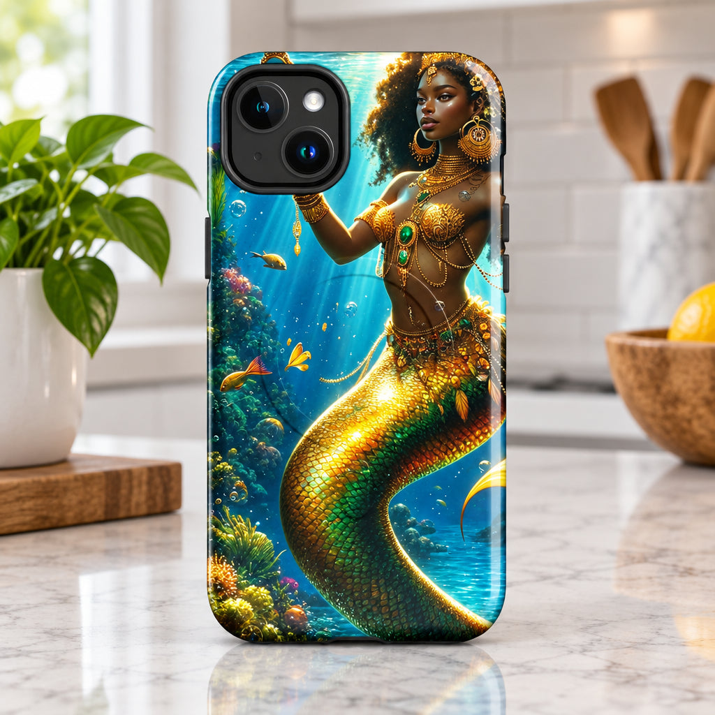 Wata Mumma Phone case with mermaid design on a white background