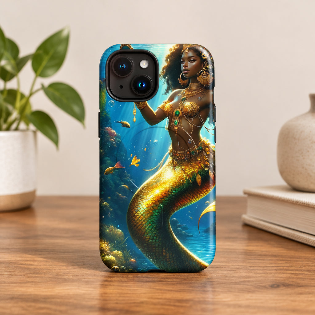Wata Mumma Phone case with a mermaid design on a white background