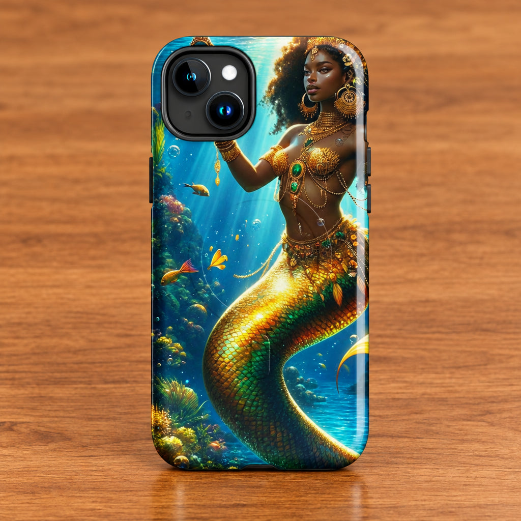 Wata Mumma Phone case with a mermaid design on a white background