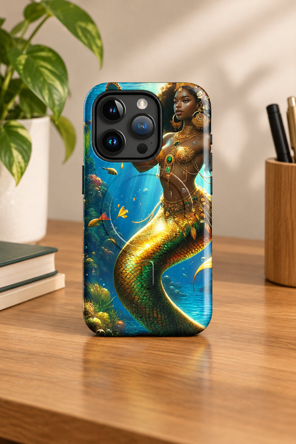 Wata Mumma Phone case with mermaid design on a white background