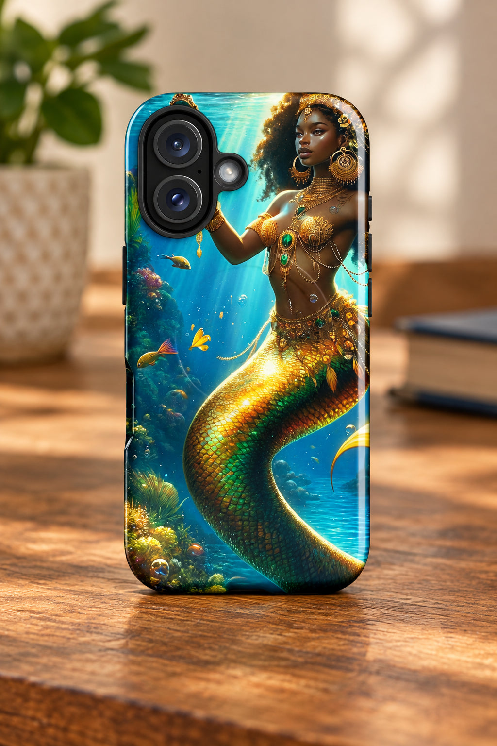 Wata Mumma Phone case with a mermaid design on a white background