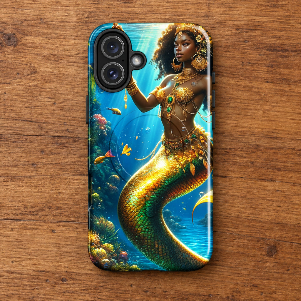 Wata Mumma Phone case with a mermaid design on a white background
