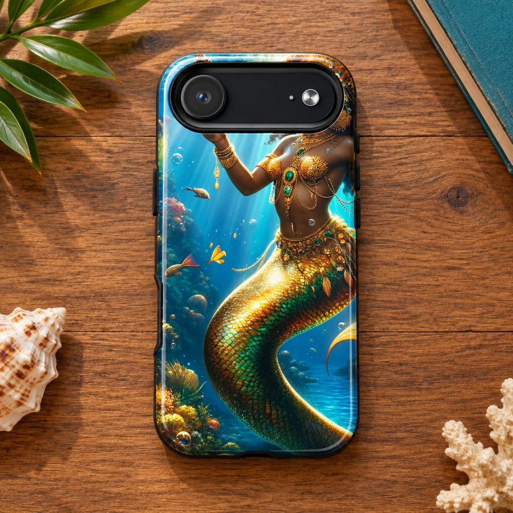 Wata Mumma Phone case with a mermaid design on a white background