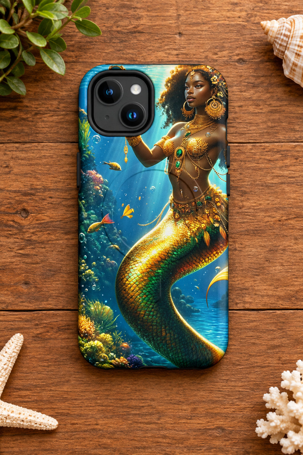 Wata Mumma Phone case with a mermaid design on a white background 