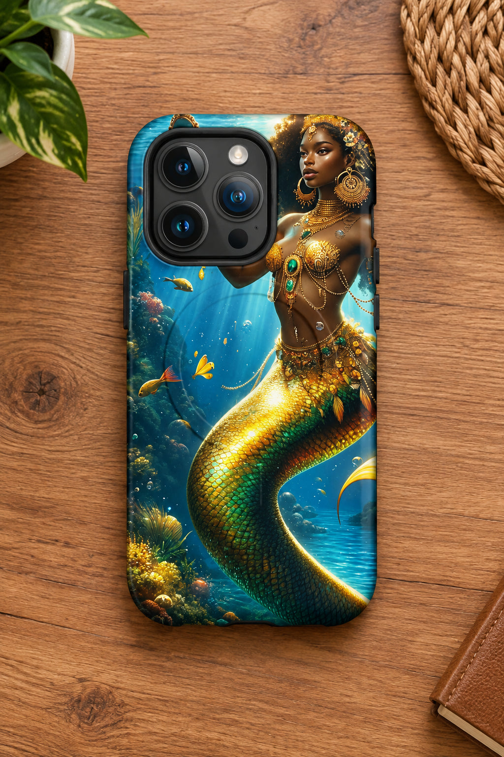 Wata Mumma Phone case with mermaid design on a white background
