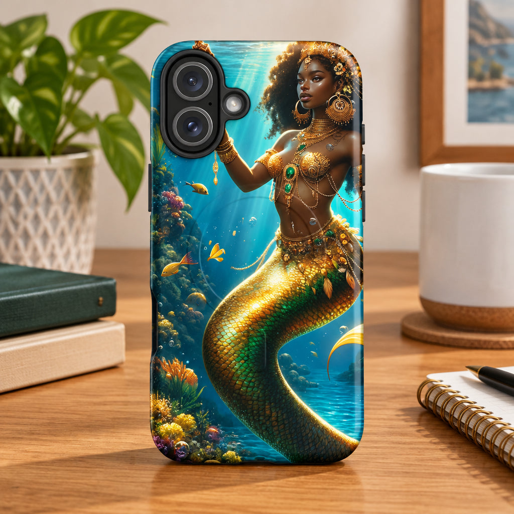 Wata Mumma Phone case with mermaid design on a white background