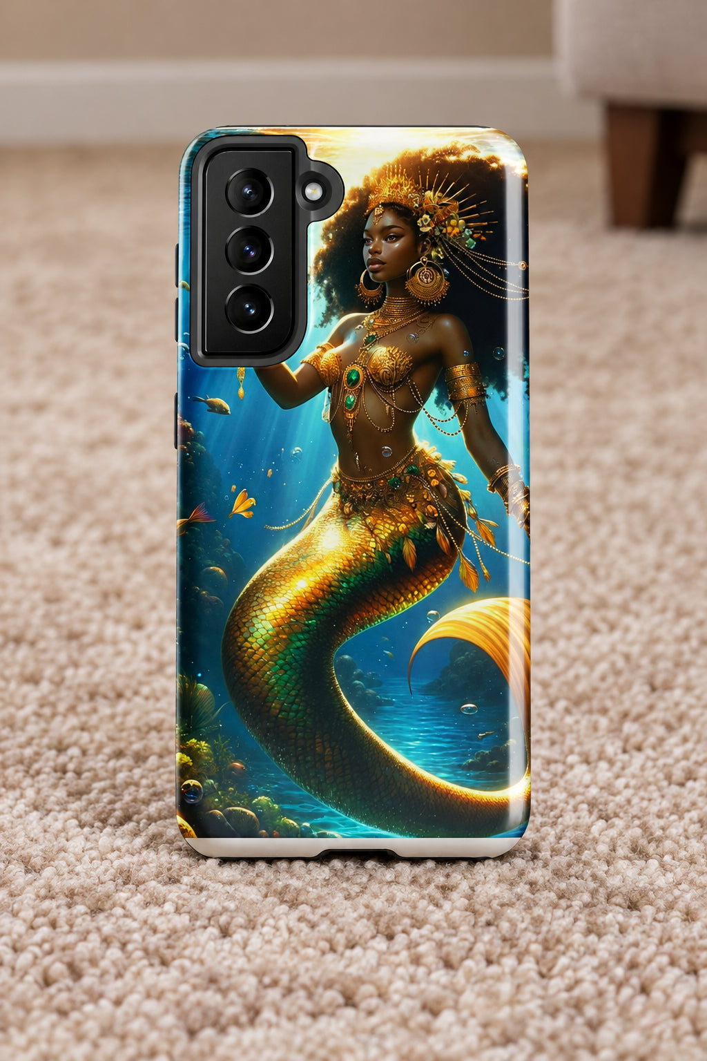 Wata Mumma Phone case with a mermaid design on a white background