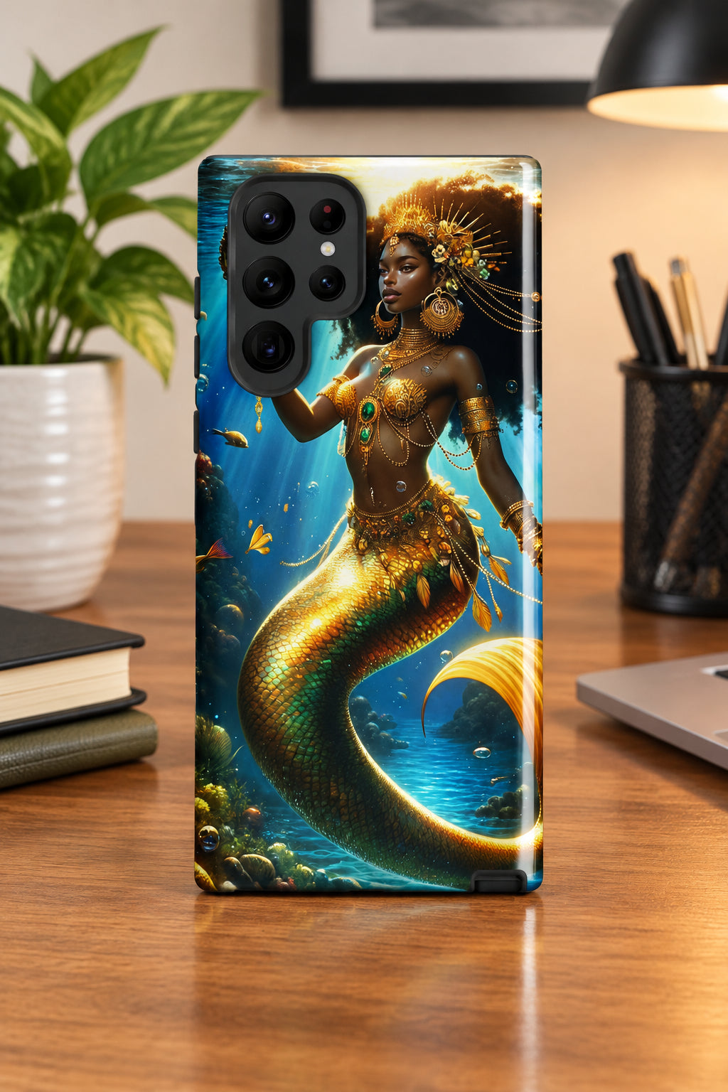 Wata Mumma Phone case with a mermaid design on a white background