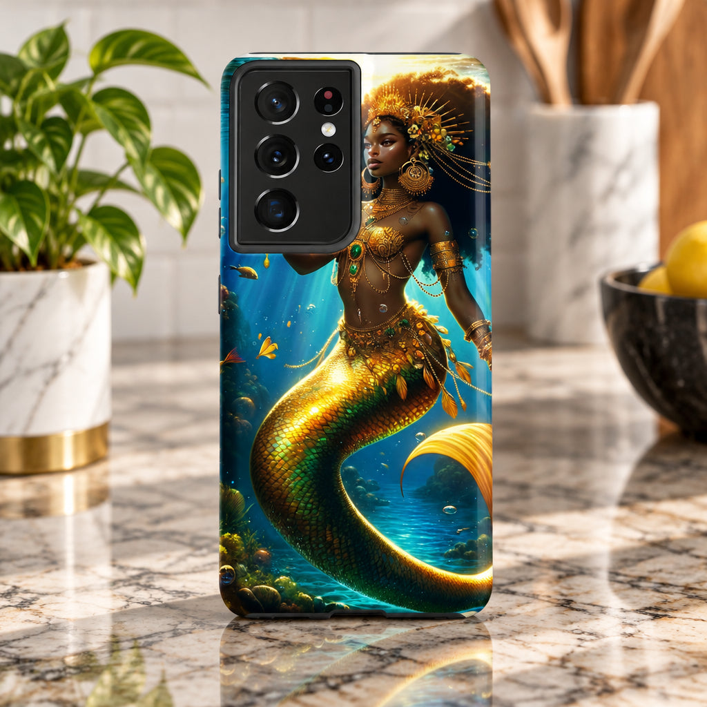 Wata Mumma Phone case with a mermaid design on a white background