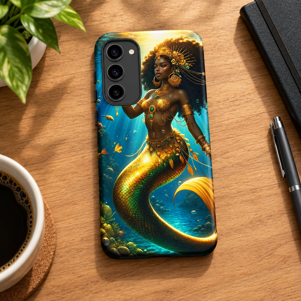 Wata Mumma Phone case with a mermaid design on a white background